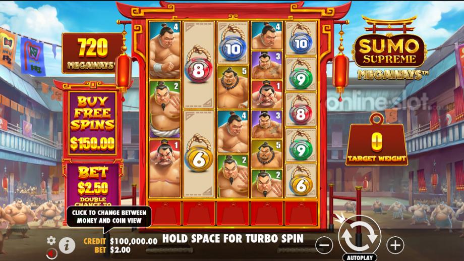 sumo supreme megaways slot base game
