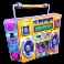 Crank it up slot Multicolored Boombox symbol