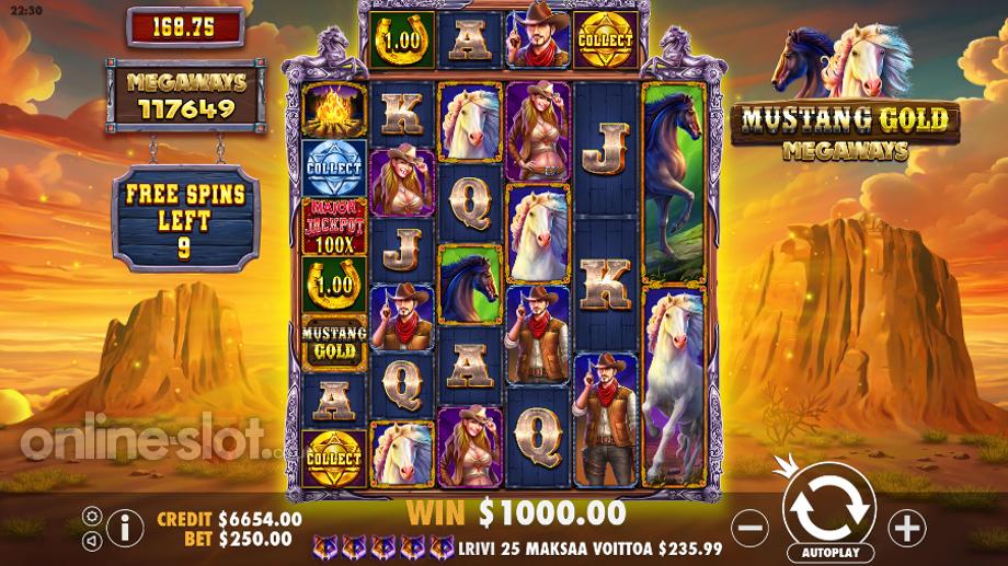 mustang gold megaways free spins slot