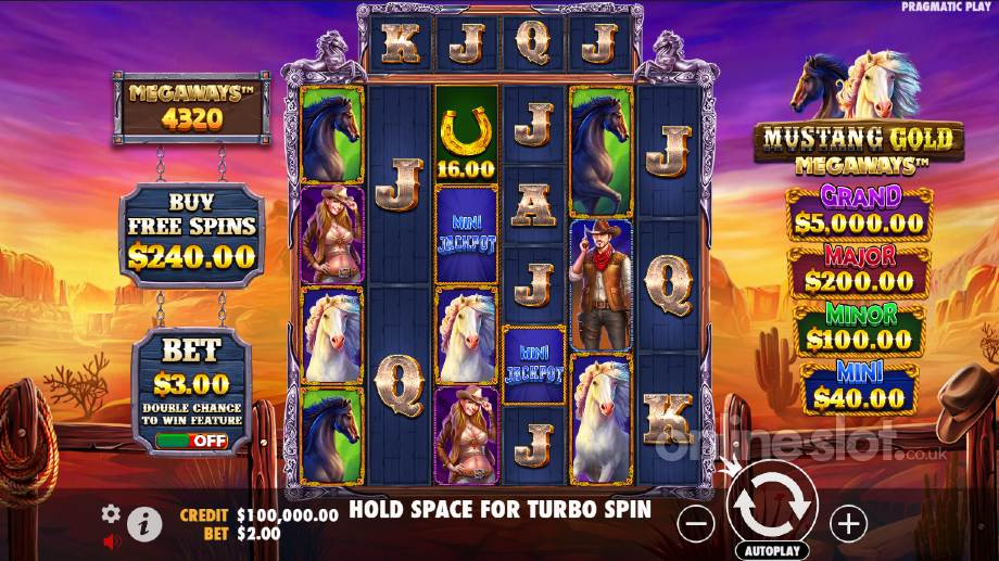 mustang gold megaways slot base game