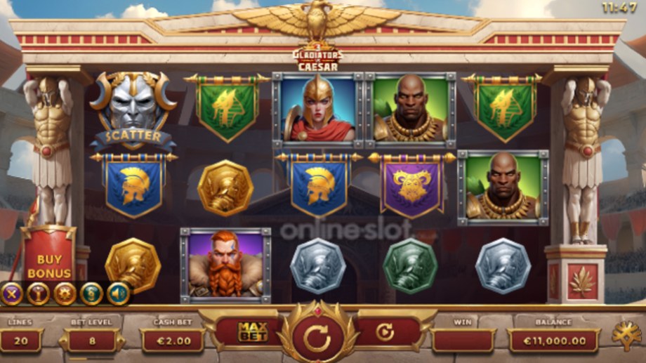 3 gladiators vs caesar slot base game