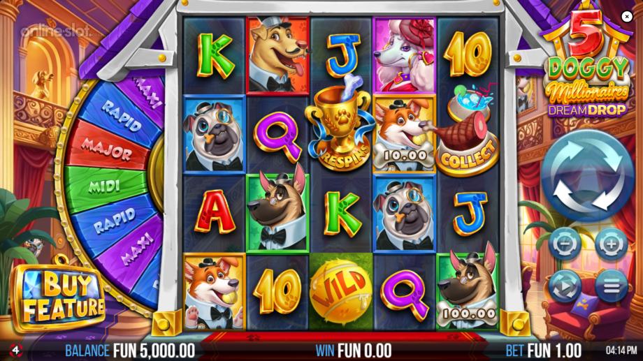 5 doggy millionaires dream drop slot base game