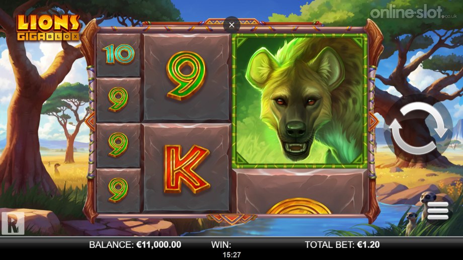 lions gigablox slot base game