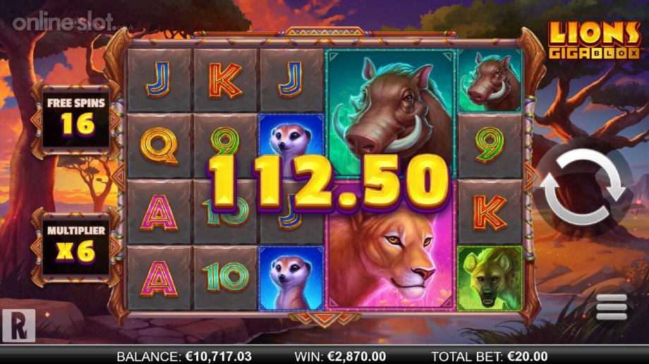 lions gigablox slot free spins
