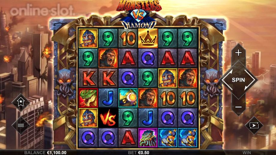 monsters vs diamond slot base game