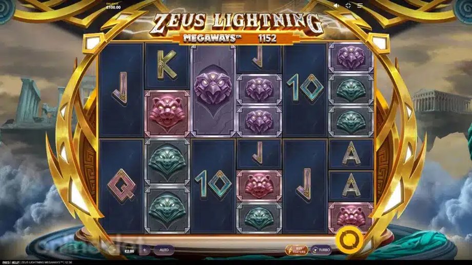 zeus lightning megaways slot base game