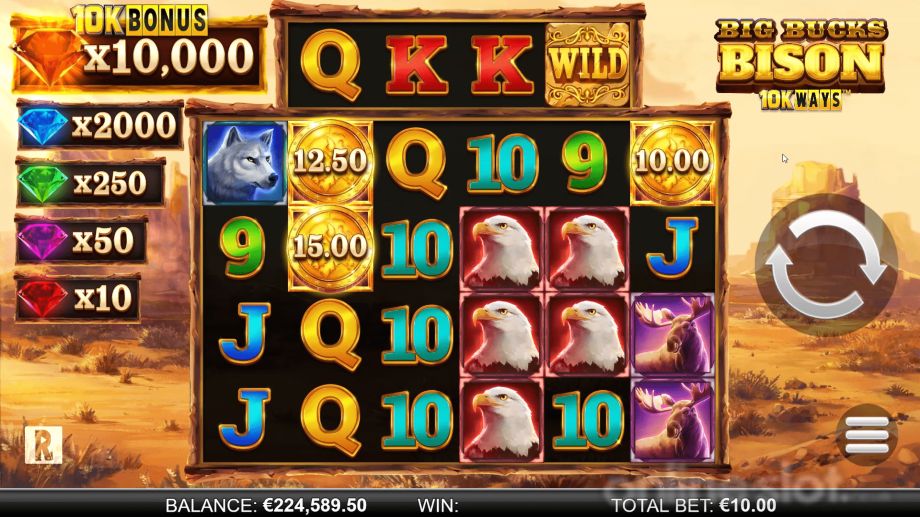 big bucks bison 10K slot base game