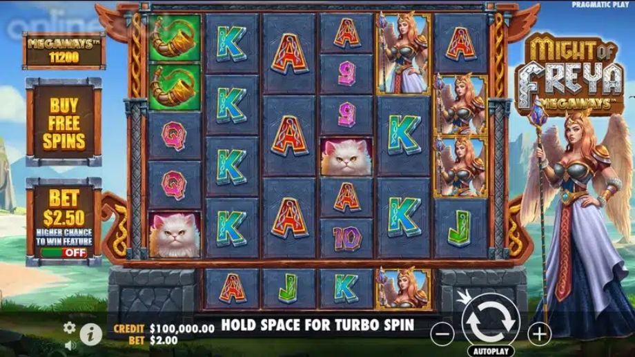 might of freya megaways slot base game