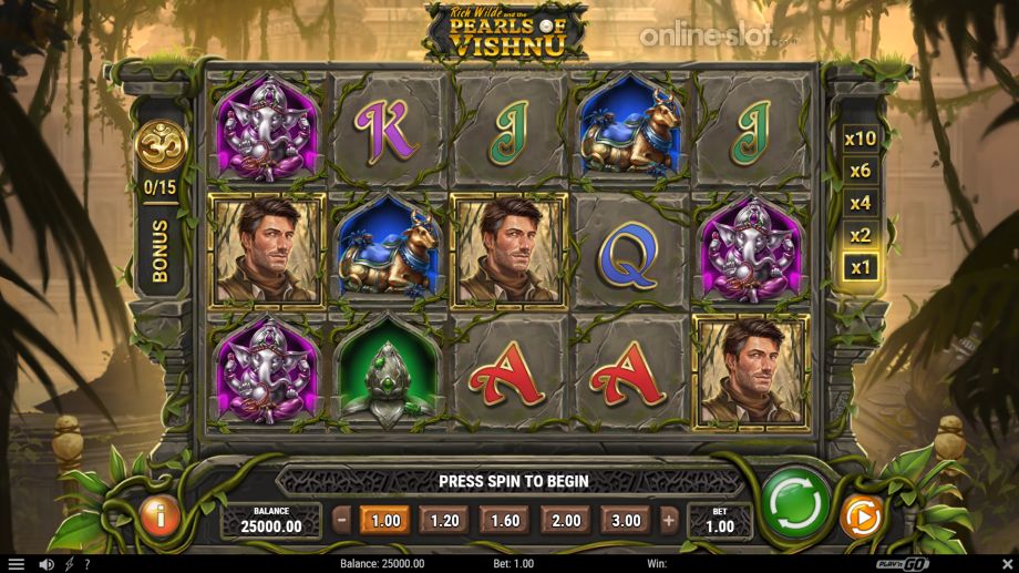 rich wilde and the pearls of vishnu slot base game