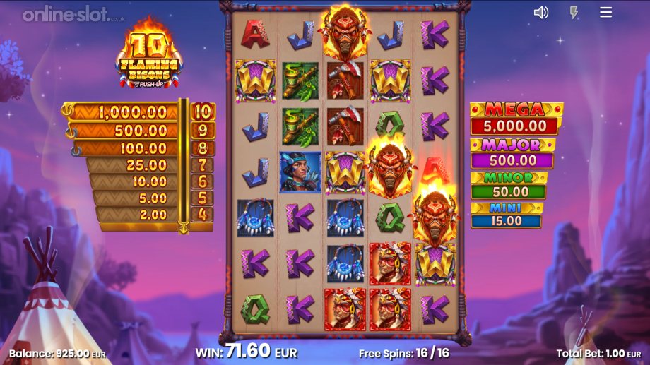 10 flaming bisons slot free spins