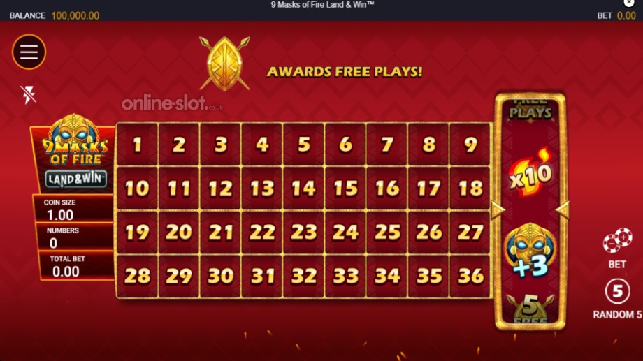 9 masks of fire land and win slot base game