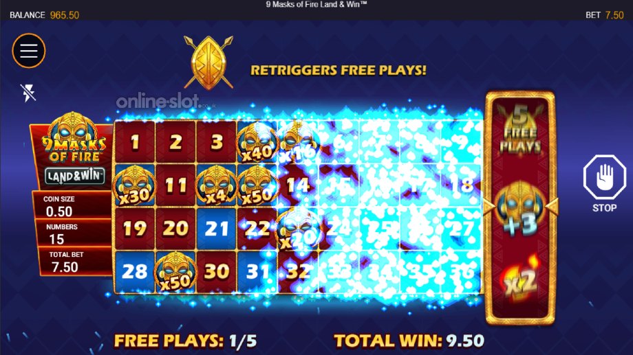 9 masks of fire land and win slot free spins