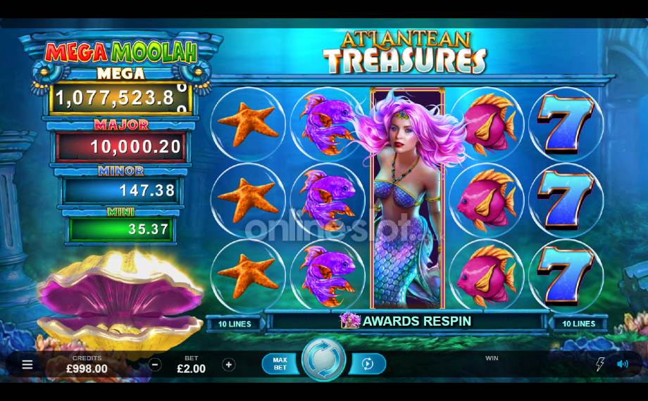 Atlantean Treasures Mega Moolah slot basegame