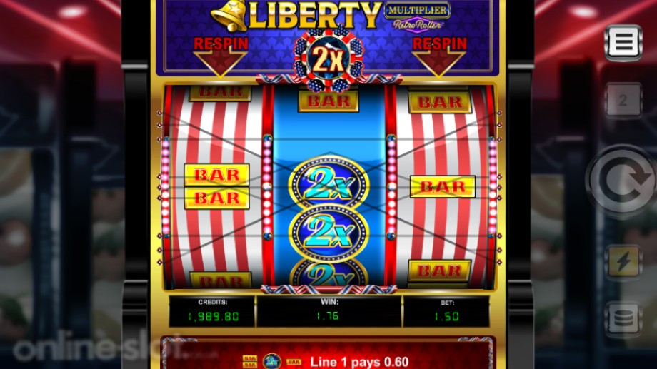 liberty multiplier retro roller slot respin