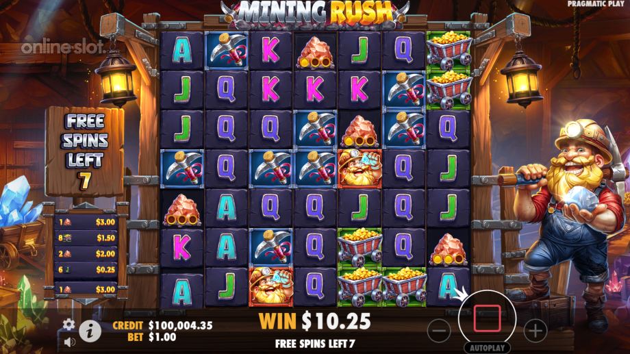 mining rush slot free spins