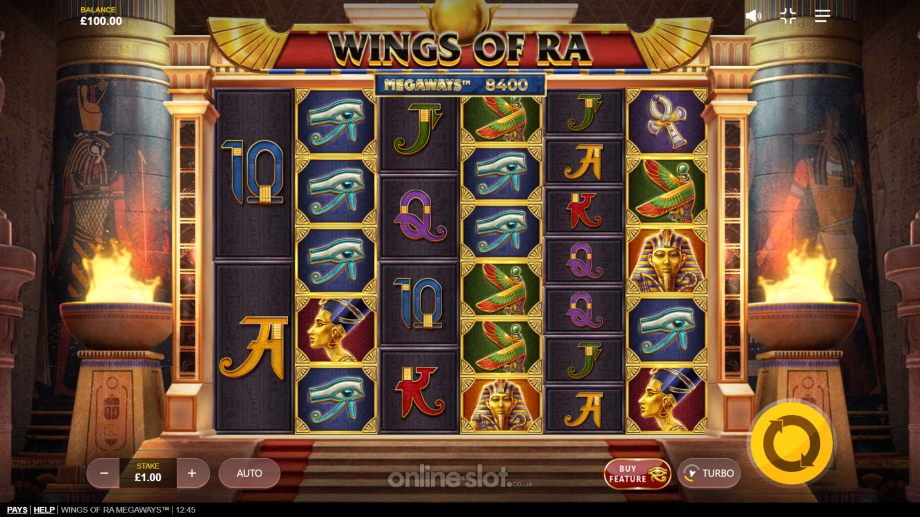 wings of ra megaways slot base game
