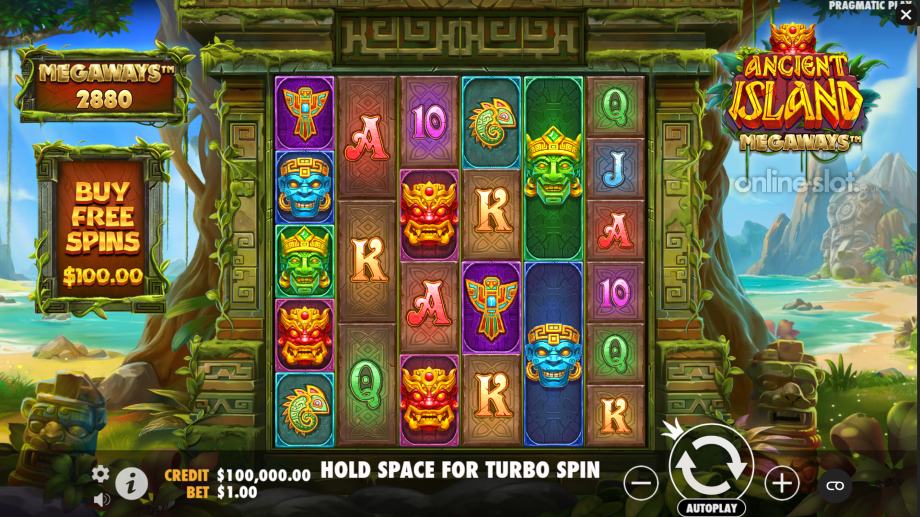 ancient island megaways slot base game