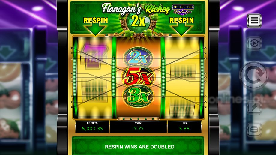 flanagans riches multiplier retro roller slot respin