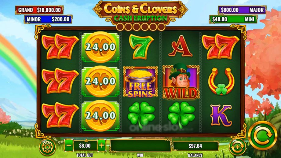 coins and clover cash eruption slot base game