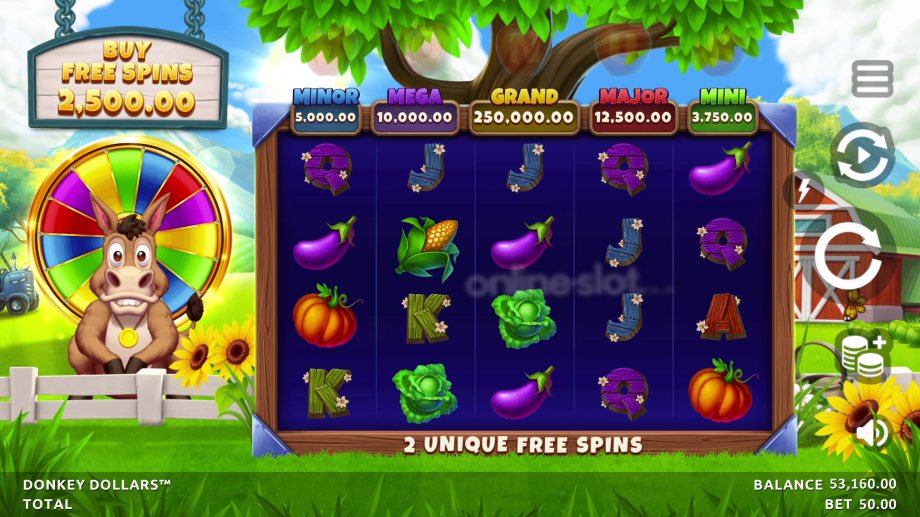 donkey dollars slot base game