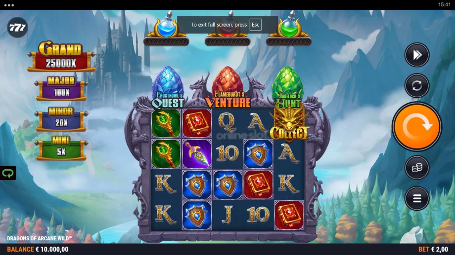 dragons of arcane wild slot base game