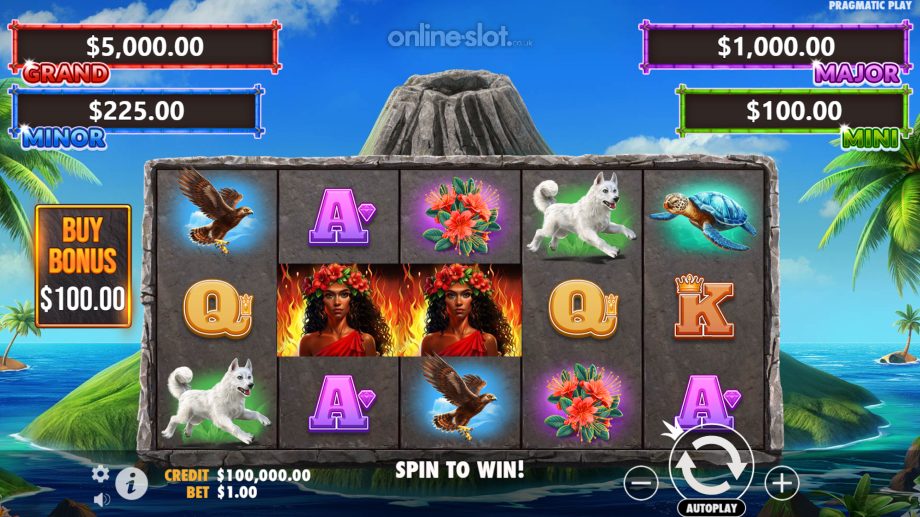 volcano goddess slot base game