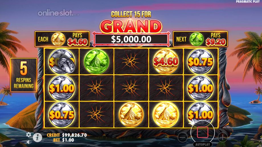 volcano goddess slot respins