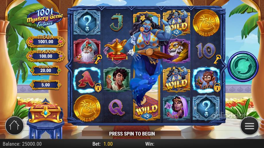 1001 mystery genie fortunes slot base game