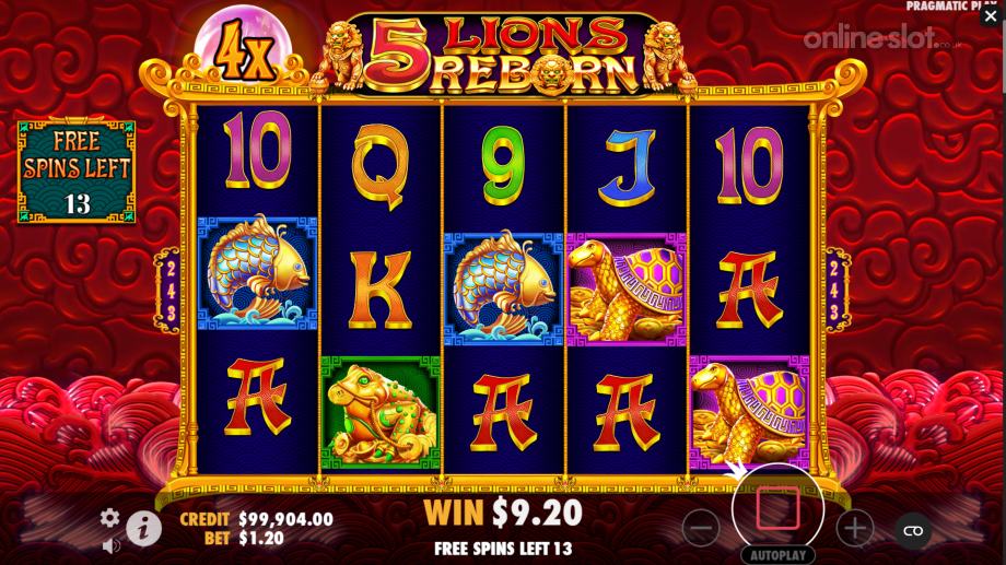 5 lions reborn slot free spins