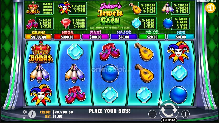 joker’s jewels cash slot base game