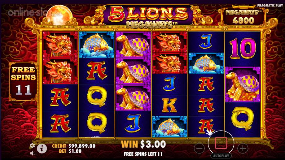 5 lions megaways slot free spins
