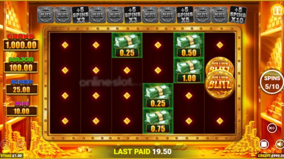 bullion blitz slot free spins