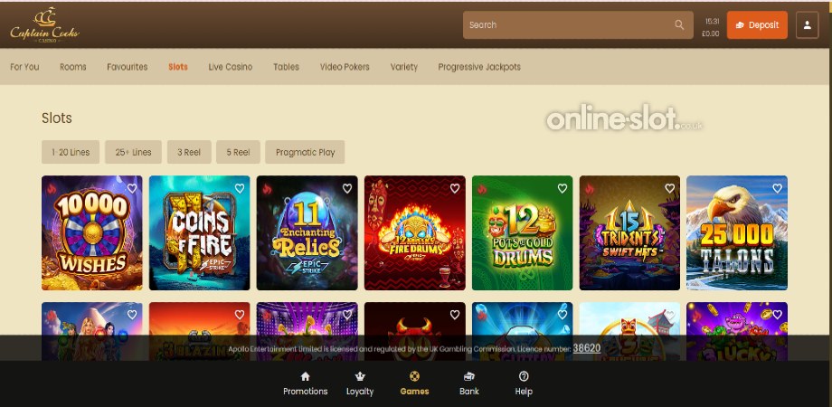 captain cook casino site