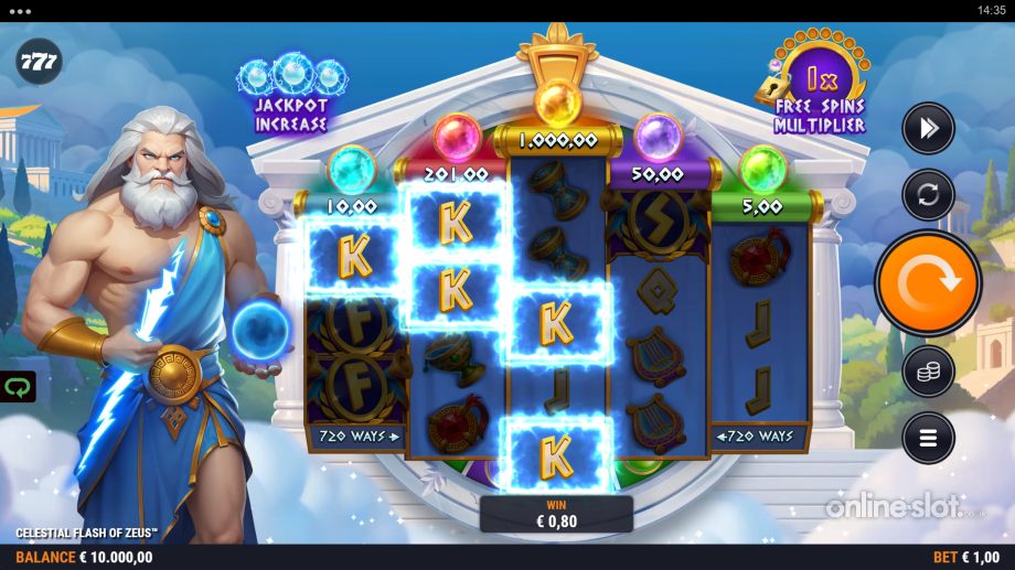celestial flash of zeus slot base game
