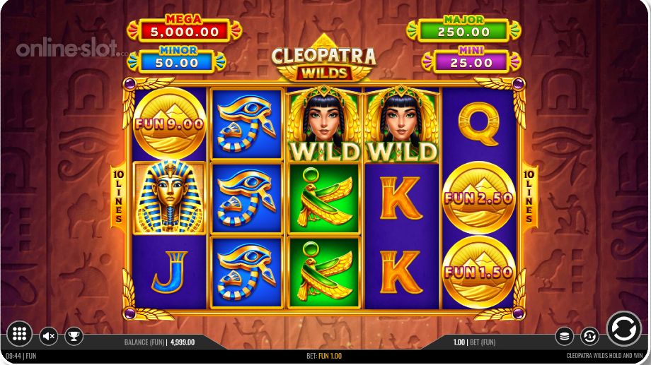 cleopatra wilds hold and win slot base game