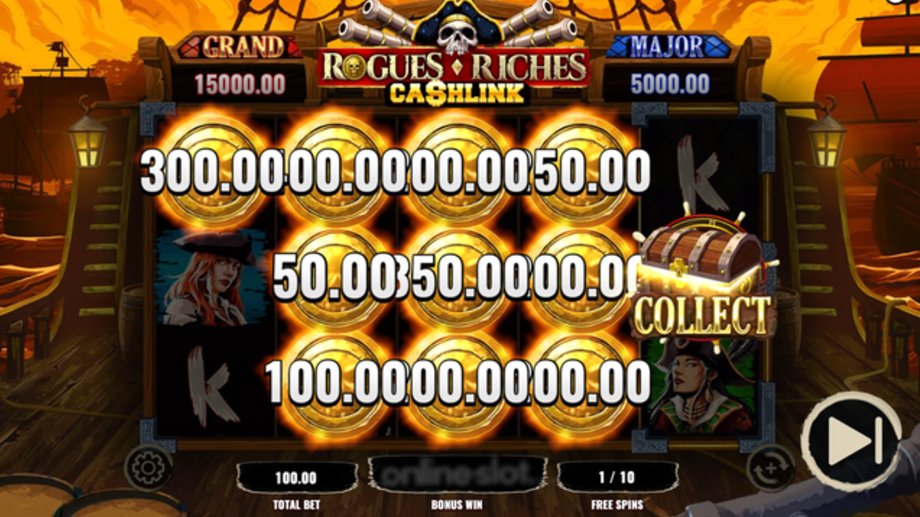 rogues riches cashlink slot free spins
