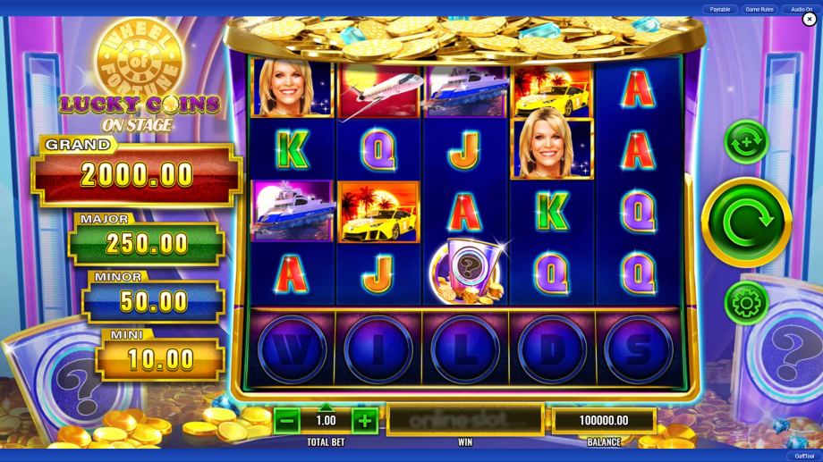 wheel of fortune lucky coins on stage slot base game