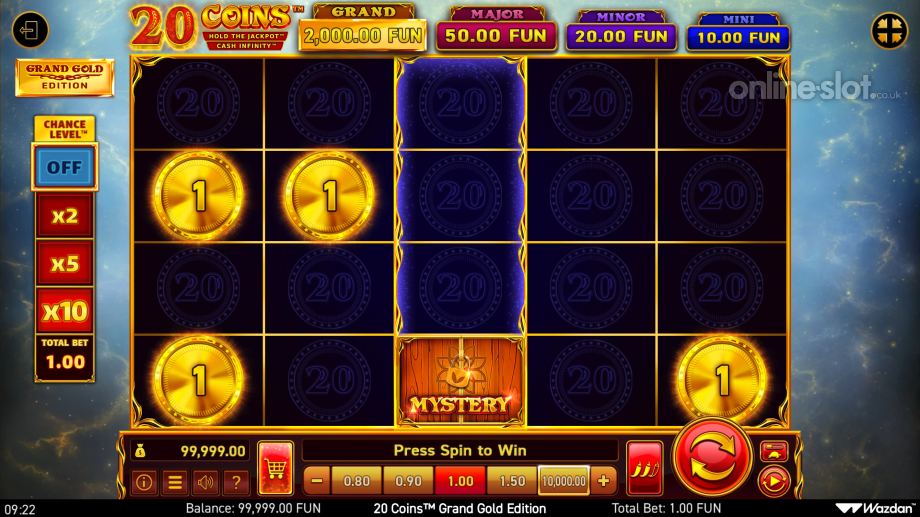 20 coins grand gold edition slot base game