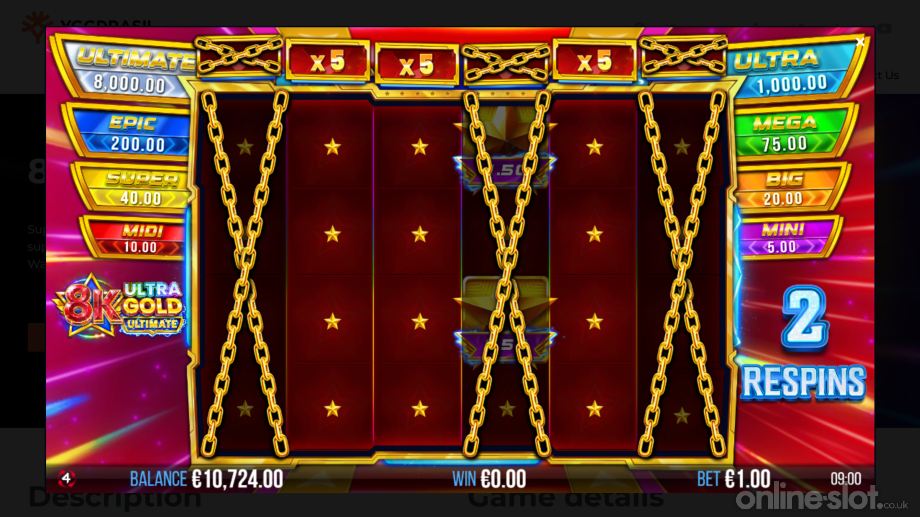 8k ultra gold ultimate slot respins