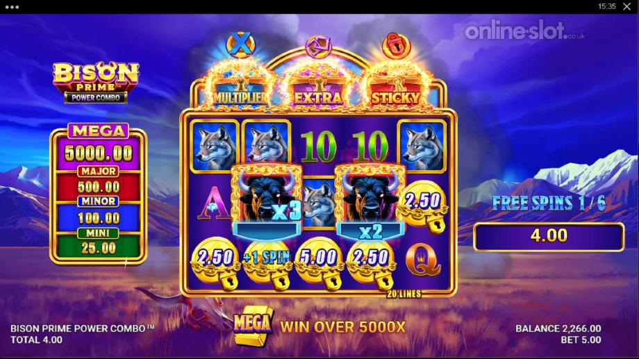 bison prime power combo slot free spins