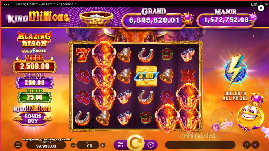 blazing bison gold blitz king millions slot base game