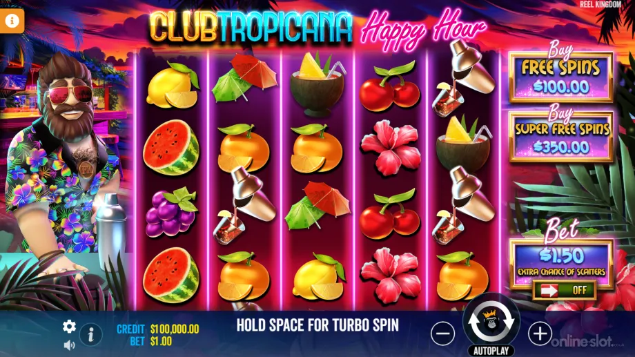 club tropicana happy hour slot base game