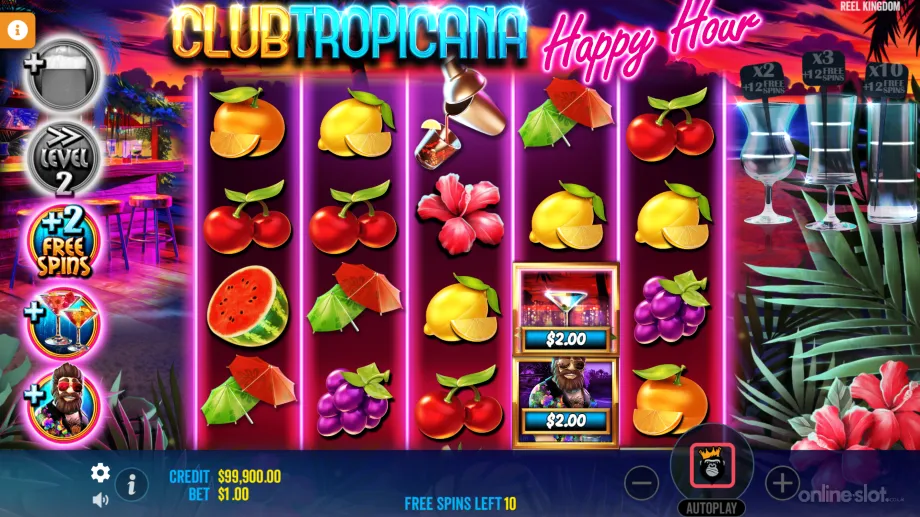 club tropicana happy hour slot free spins