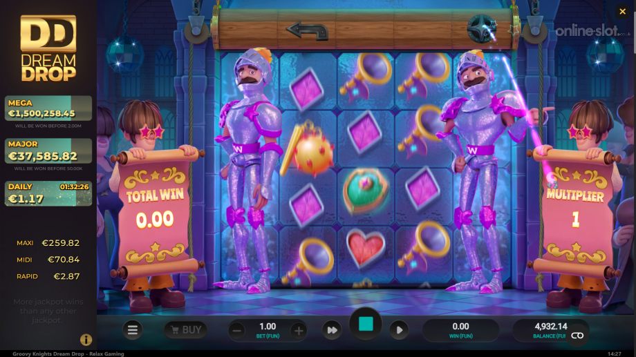 groovy knights dream drop slot free spins