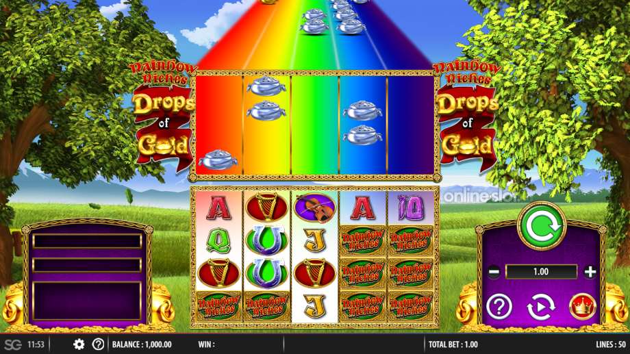 rainbow riches drops of gold slot base game