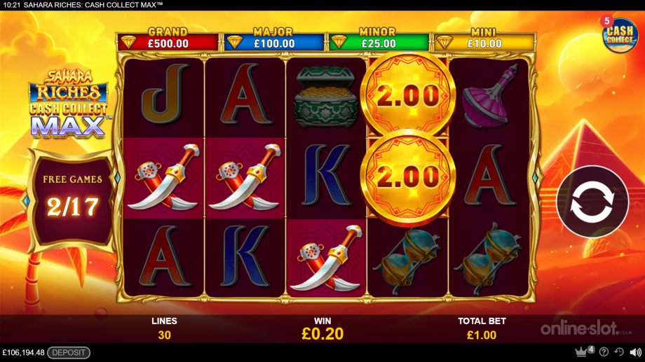 sahara riches cash collect max slot free spins