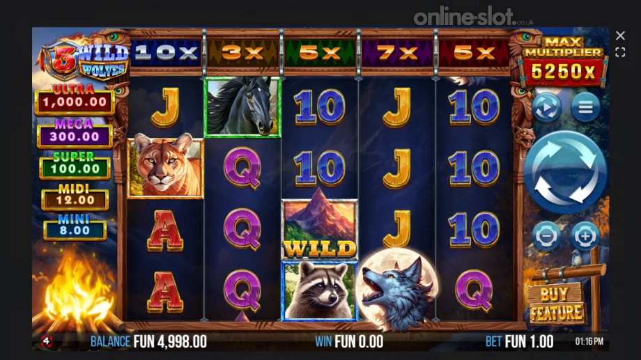 5 wild wolves slot base game