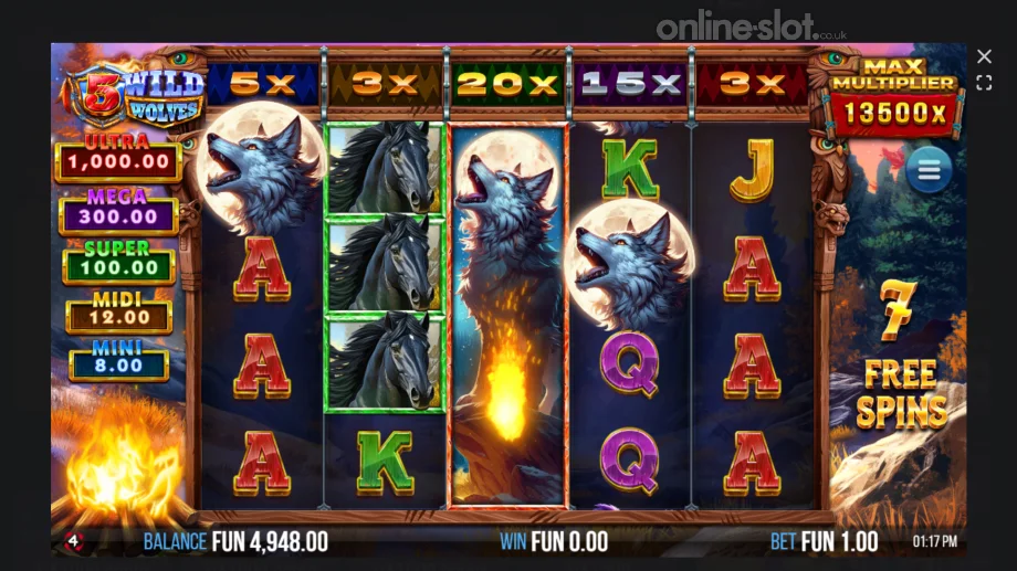5 wild wolves slot free spins