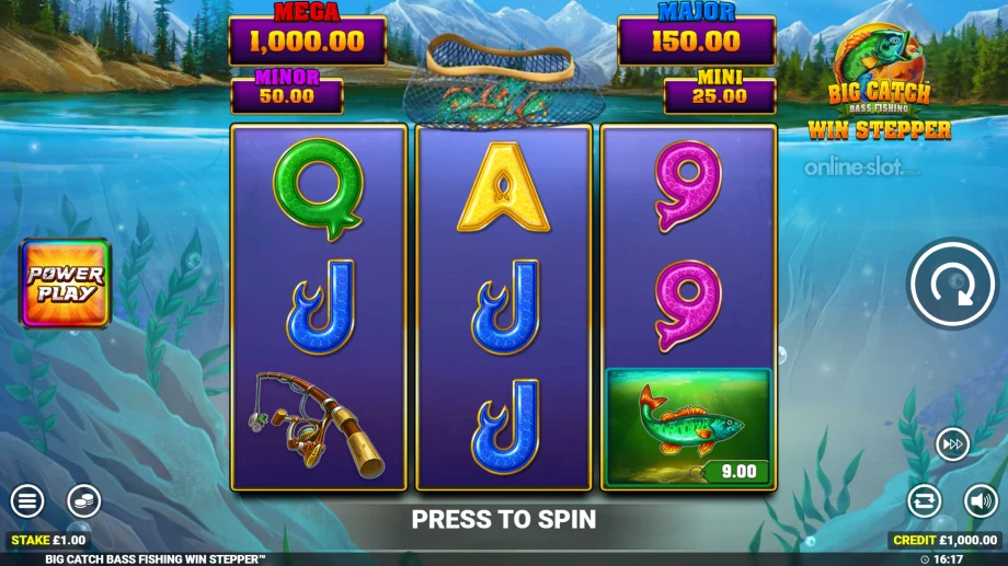 big catch bass fishing win stepper slot base game