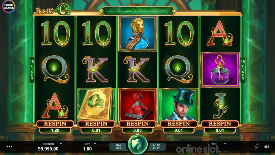 book of oz slot base game